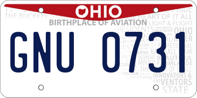 OH license plate GNU0731