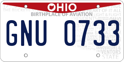 OH license plate GNU0733