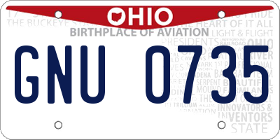 OH license plate GNU0735