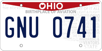 OH license plate GNU0741