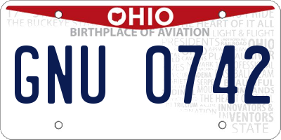 OH license plate GNU0742