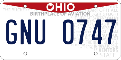 OH license plate GNU0747