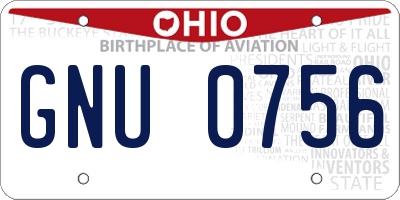 OH license plate GNU0756