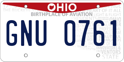 OH license plate GNU0761
