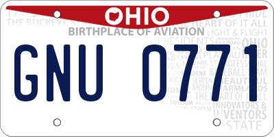 OH license plate GNU0771