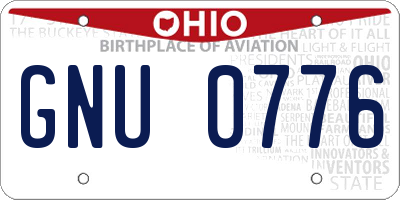 OH license plate GNU0776