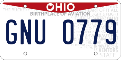 OH license plate GNU0779
