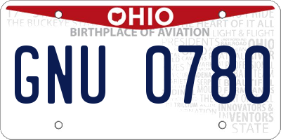 OH license plate GNU0780