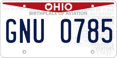 OH license plate GNU0785