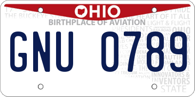 OH license plate GNU0789