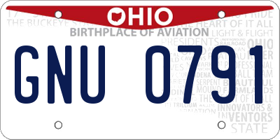 OH license plate GNU0791
