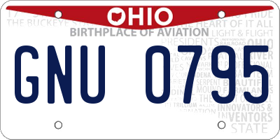 OH license plate GNU0795