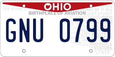 OH license plate GNU0799