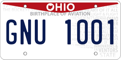 OH license plate GNU1001