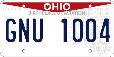 OH license plate GNU1004