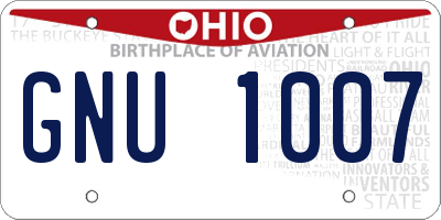 OH license plate GNU1007