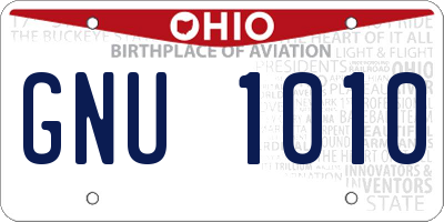 OH license plate GNU1010
