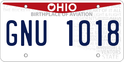 OH license plate GNU1018