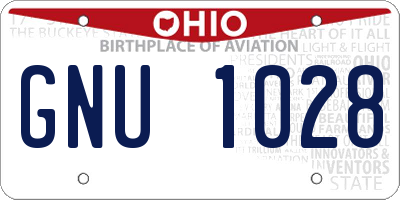 OH license plate GNU1028