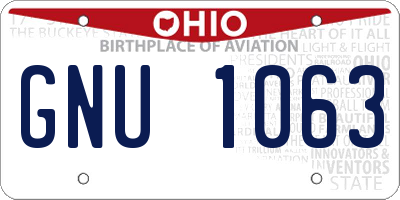 OH license plate GNU1063