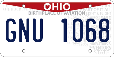 OH license plate GNU1068