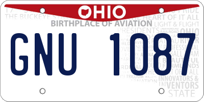 OH license plate GNU1087