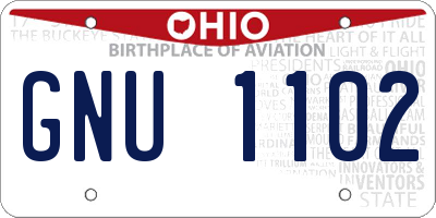 OH license plate GNU1102