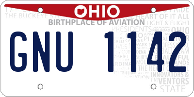 OH license plate GNU1142