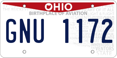 OH license plate GNU1172