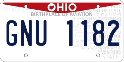 OH license plate GNU1182