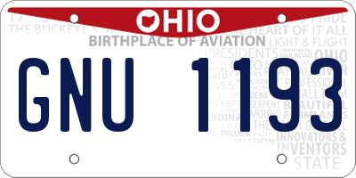 OH license plate GNU1193