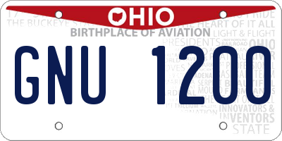 OH license plate GNU1200