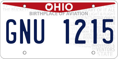 OH license plate GNU1215