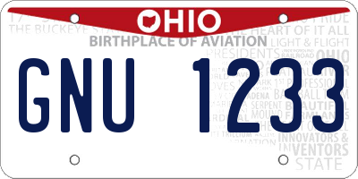 OH license plate GNU1233