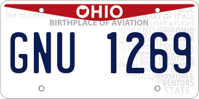OH license plate GNU1269