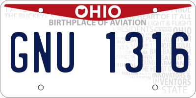 OH license plate GNU1316