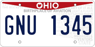 OH license plate GNU1345