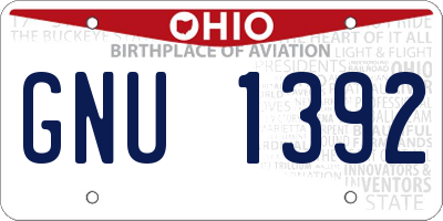 OH license plate GNU1392