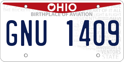OH license plate GNU1409