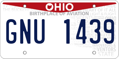 OH license plate GNU1439