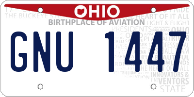 OH license plate GNU1447
