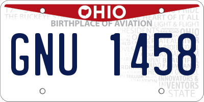 OH license plate GNU1458