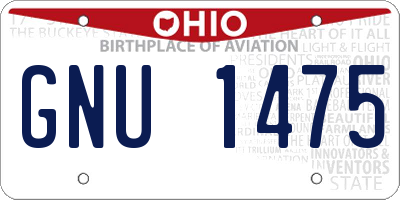OH license plate GNU1475
