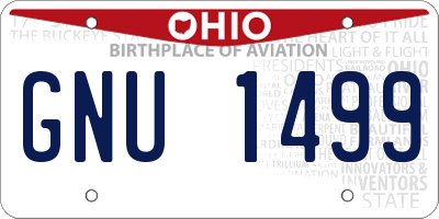 OH license plate GNU1499