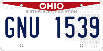 OH license plate GNU1539