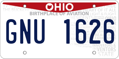 OH license plate GNU1626