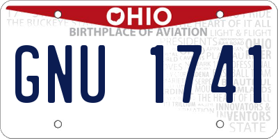 OH license plate GNU1741