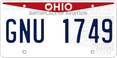 OH license plate GNU1749