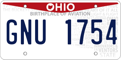 OH license plate GNU1754