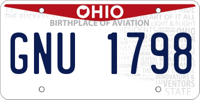 OH license plate GNU1798